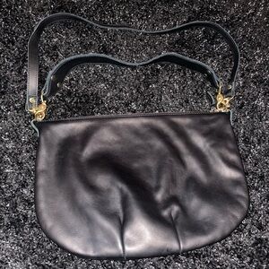 Clare V Smooth Black Leather Moyen Messenger
